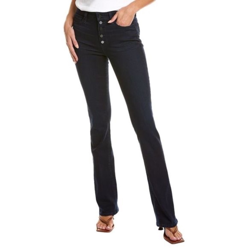 Paige Hourglass Moody High-Rise Bootcut Exposed Button Fly Jean Dark Blue 34